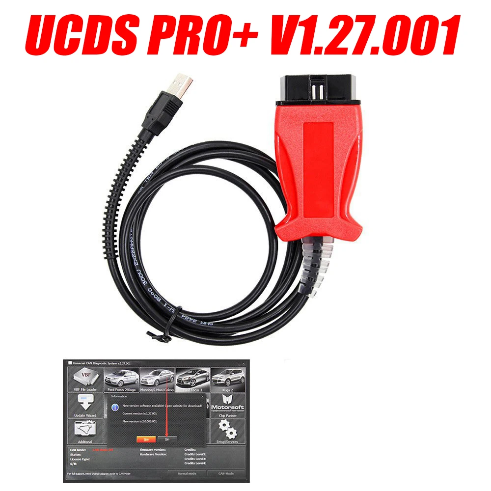 UCDS PRO+ V1.27.001 for Ford Full Functions with 35 Tokens ECU Programmer Tool Automotive Diagnostic OBD2 Scanner Cable