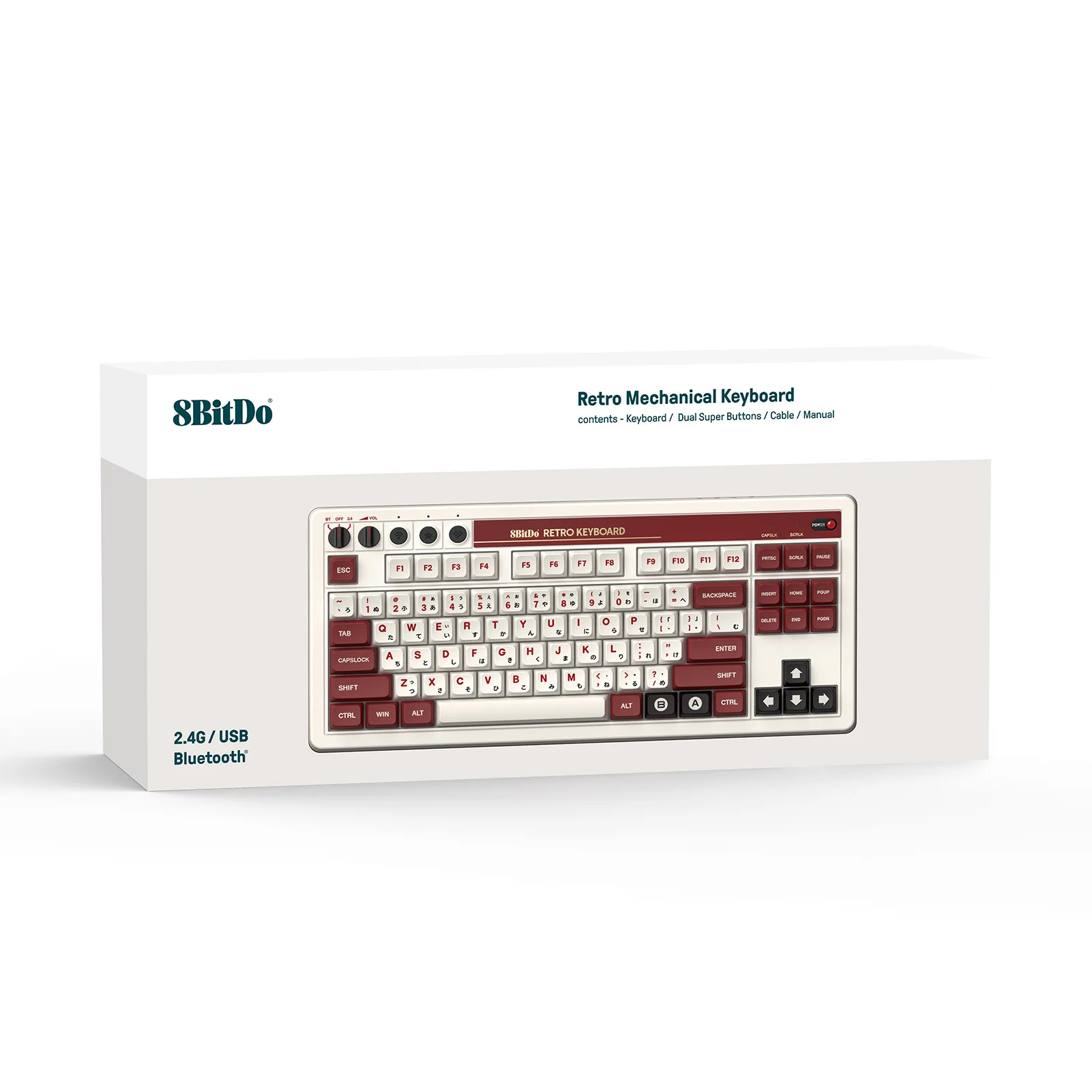 Super indah 8BitDo Keyboard mekanis nirkabel Retro 3-Model 87 tombol Keyboard game sumbu putih untuk BT/2.4G/berkabel