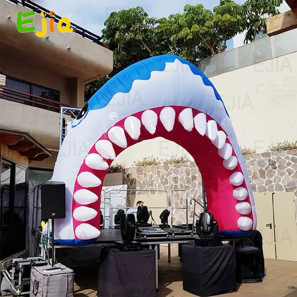 

Custom 4.5/5/6m Outdoor Activity Inflatable Shark Mouth Arch With Blower Inflatable Animal Archway For Ocean Event Advertising