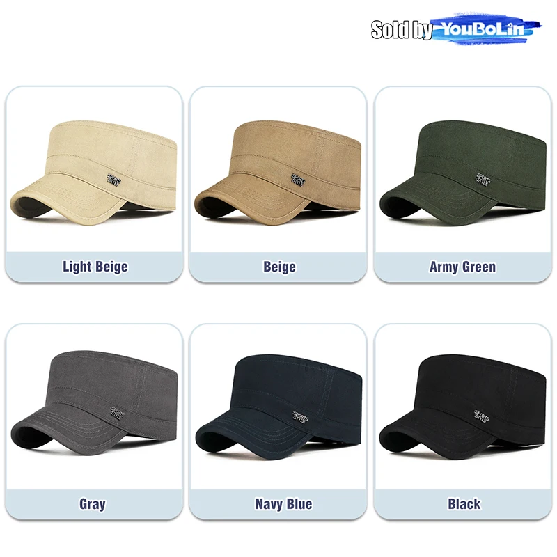 Unisex Flat-Top-Militärmütze - Lässige Outdoor-Baumwoll-Armeemütze – Detail 3