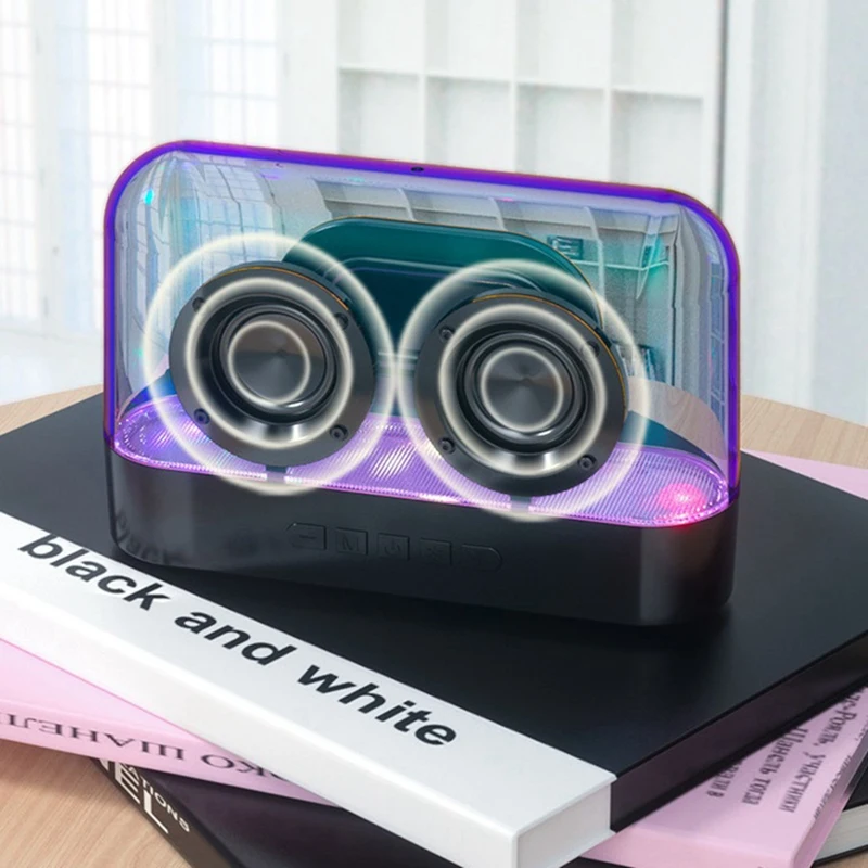 Colorful Lights Wireless Bluetooth Speaker Glazed Colorful Multifunction Subwoofer Desktop Volume Plug-In Speaker