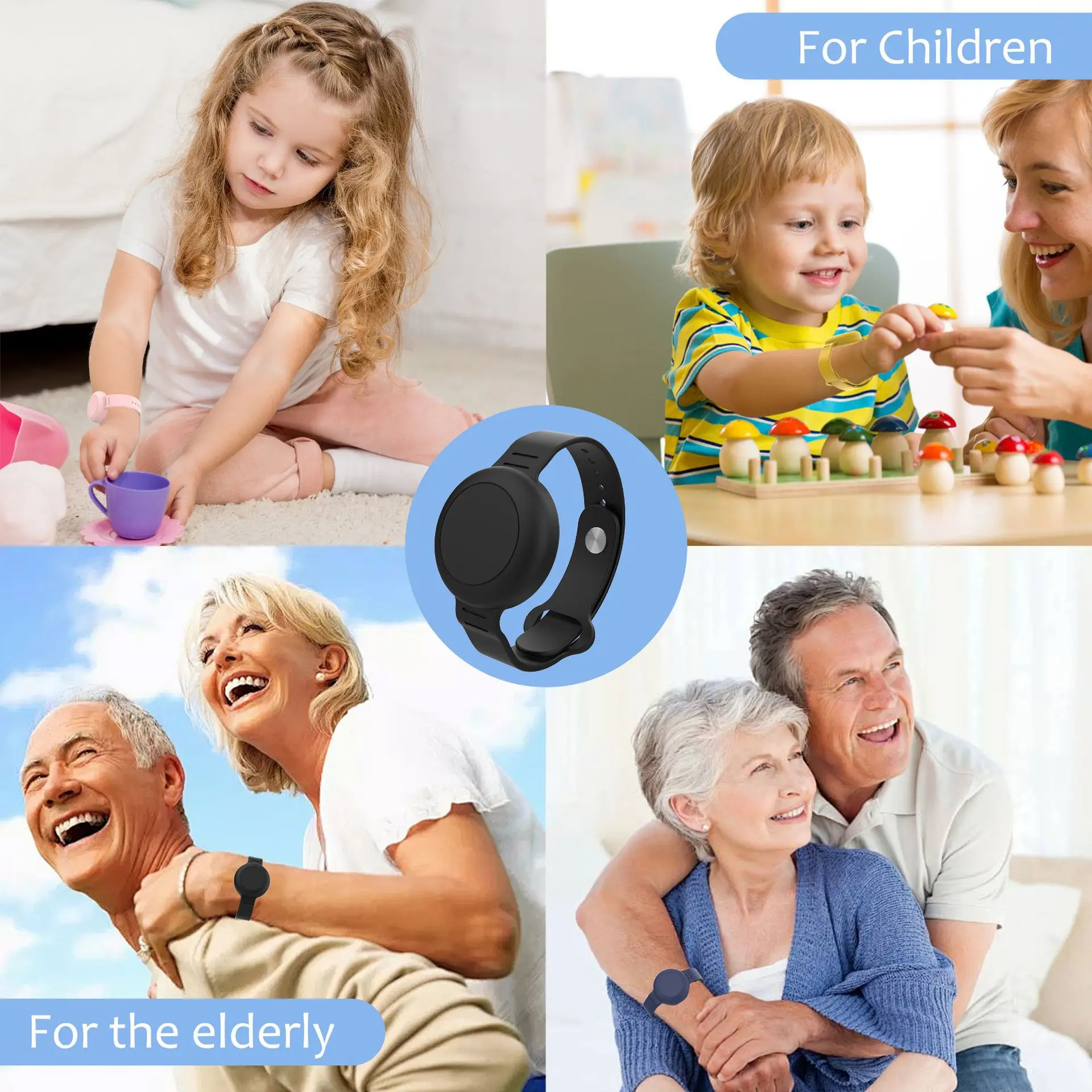 حافظة مقاومة للماء لحزام Apple AirTag من السيليكون، غطاء حماية مضاد للفقدان للأطفال، سوار معصم لتحديد موقع تعقب الأطفال