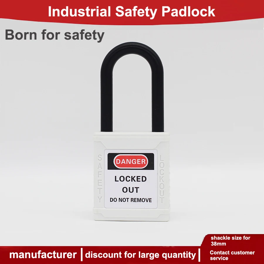 

OSHA Lockout Tagout white Industrial Safety Padlock 38mm nylon shackle High security 2 Key per Lockout Padlock Manufacturer