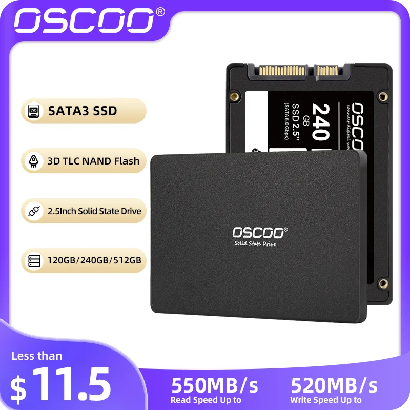 OSCOO SSD Hard Disk 2.5-Inch SATAIII SSD Solid State Drive 120GB SATA3 240GB Factory Wholesale Price for Computer Upgrade Laptop