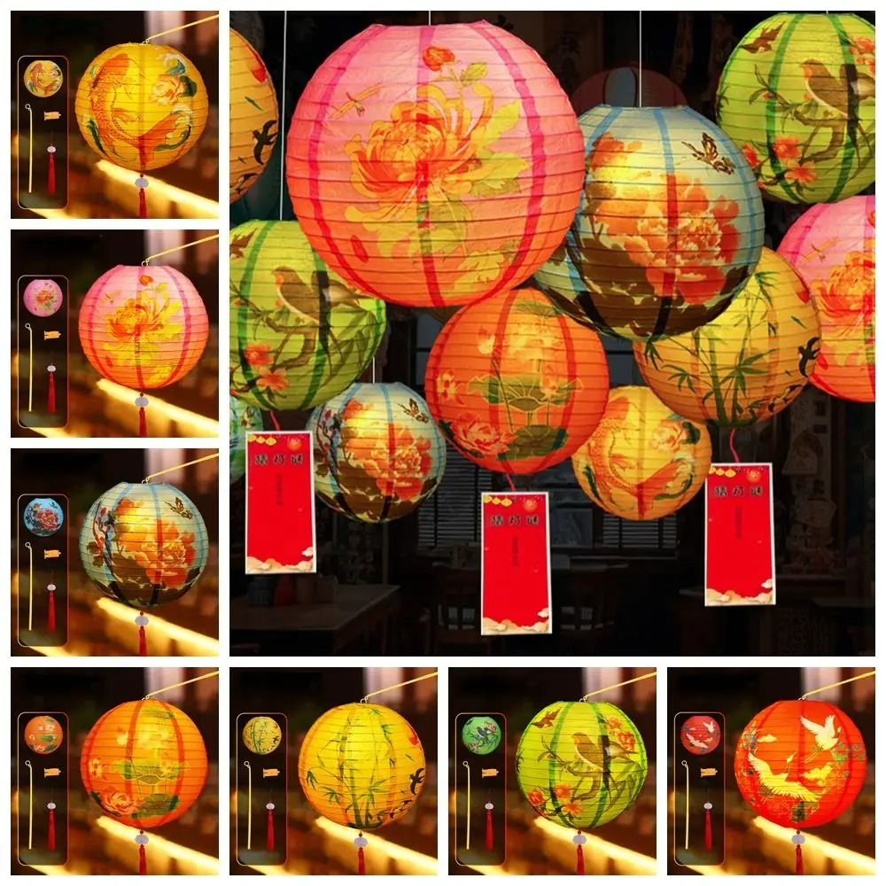 With Lighting Chinese Lantern DIY Materials Good Luck With Handle Party Glowing Lantern Handmade Luminous Lantern Lamp Kits