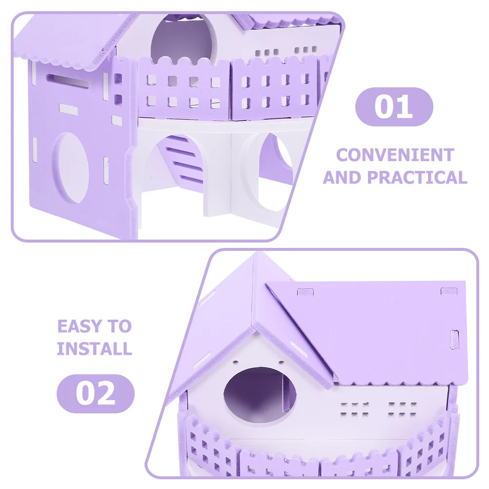 

2Pcs Hamster Hideout PVC Double-Layer Villa Small Animal Pet Habitat Guinea Pig Syrian Hamster Rat Cage Hideaway