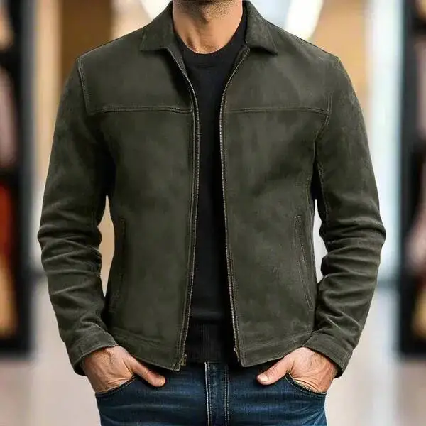 

Vintage Brownjacket Men's Spring Autumn Short Flight Jacket Youth Fashion Loose Fit Zipper Closure Pure Color 2026
