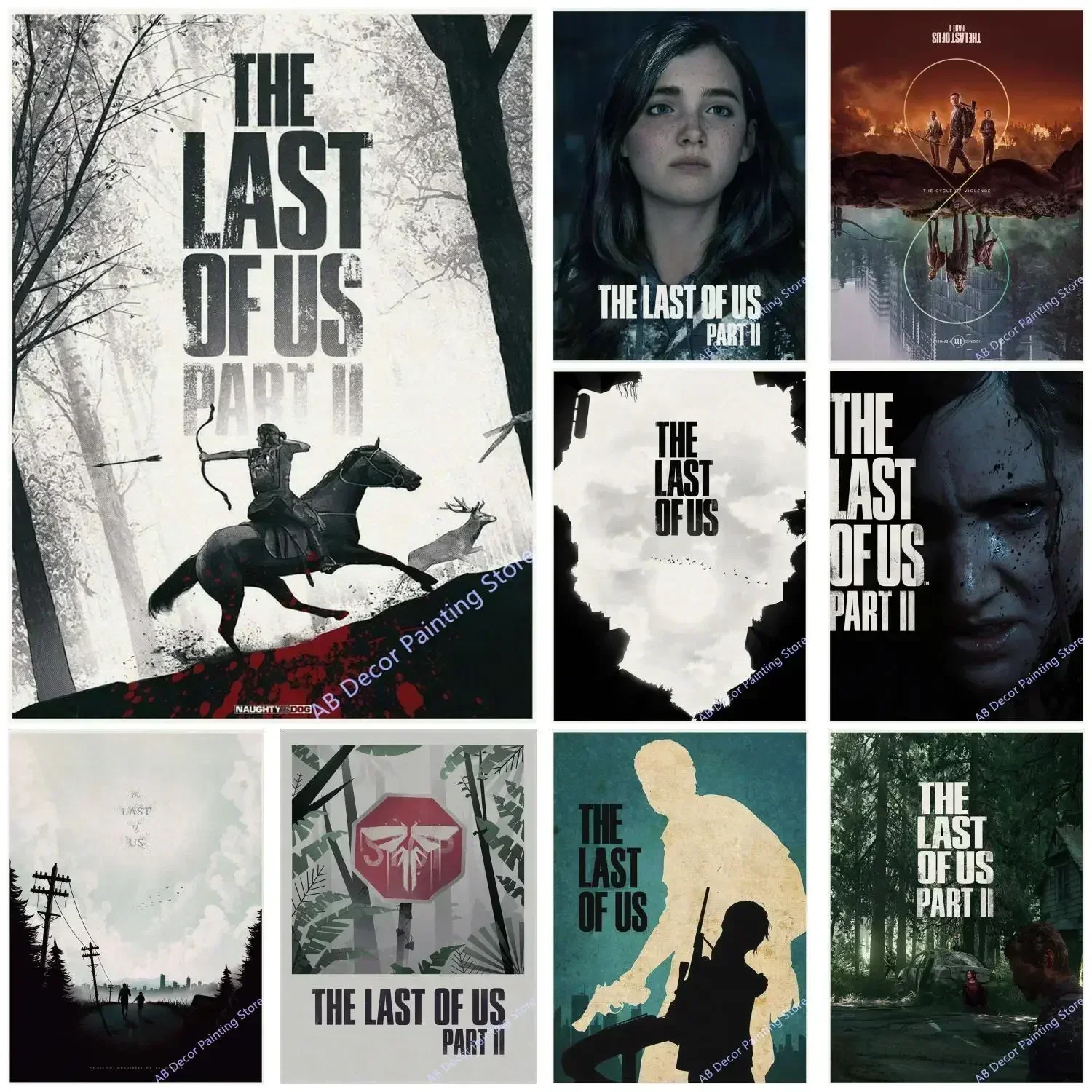 Hot The Last of Us Part 1 2 Canvas Poster Abby Ellie Retro Prints Vintage Home Room Bar Cafe Club Decor Art Wall Painting