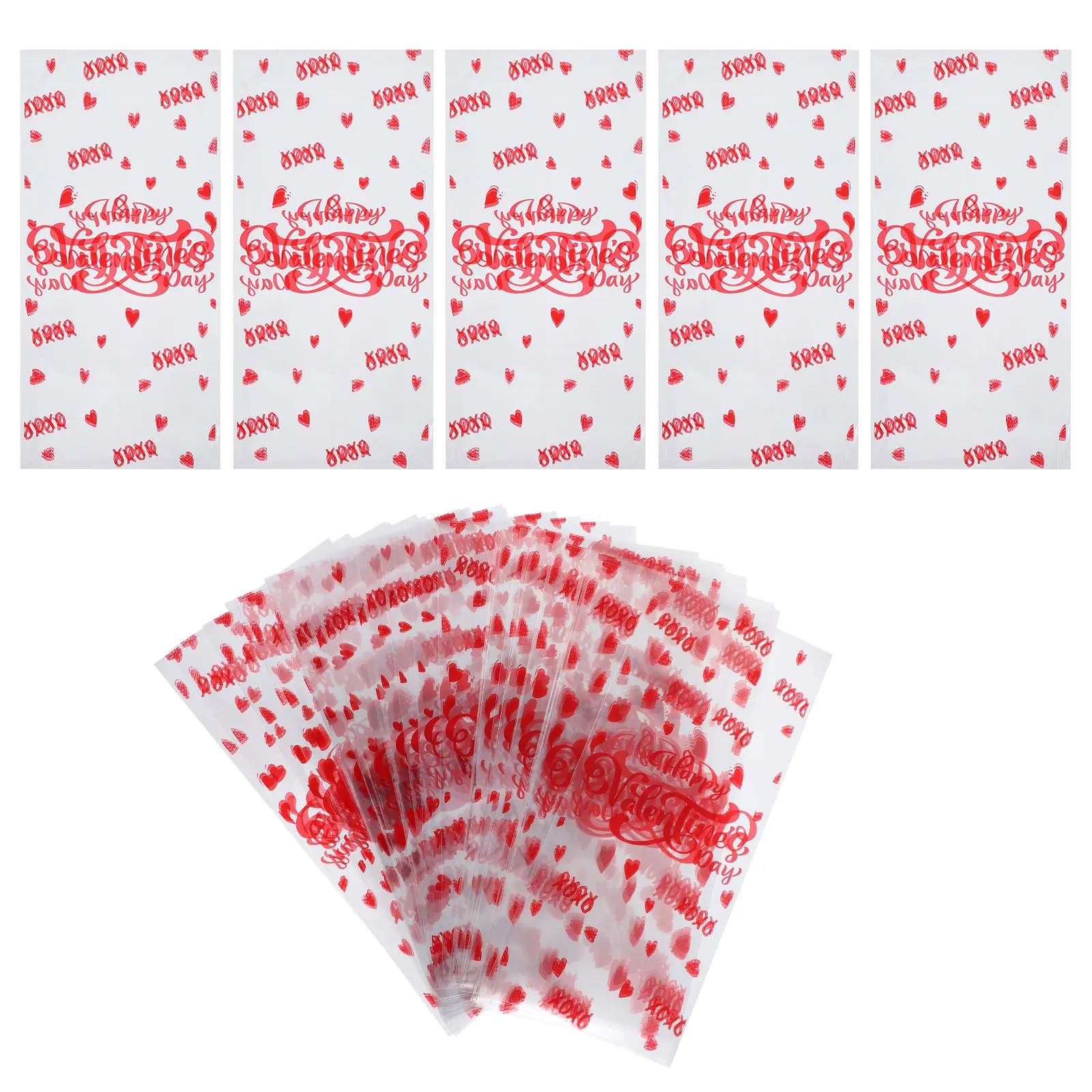 

50pcs Heart Shaped C y Bags Transparent Sweet Bag for Valentine Party Gift Packaging Cookies Treats 12 5x27 5cm