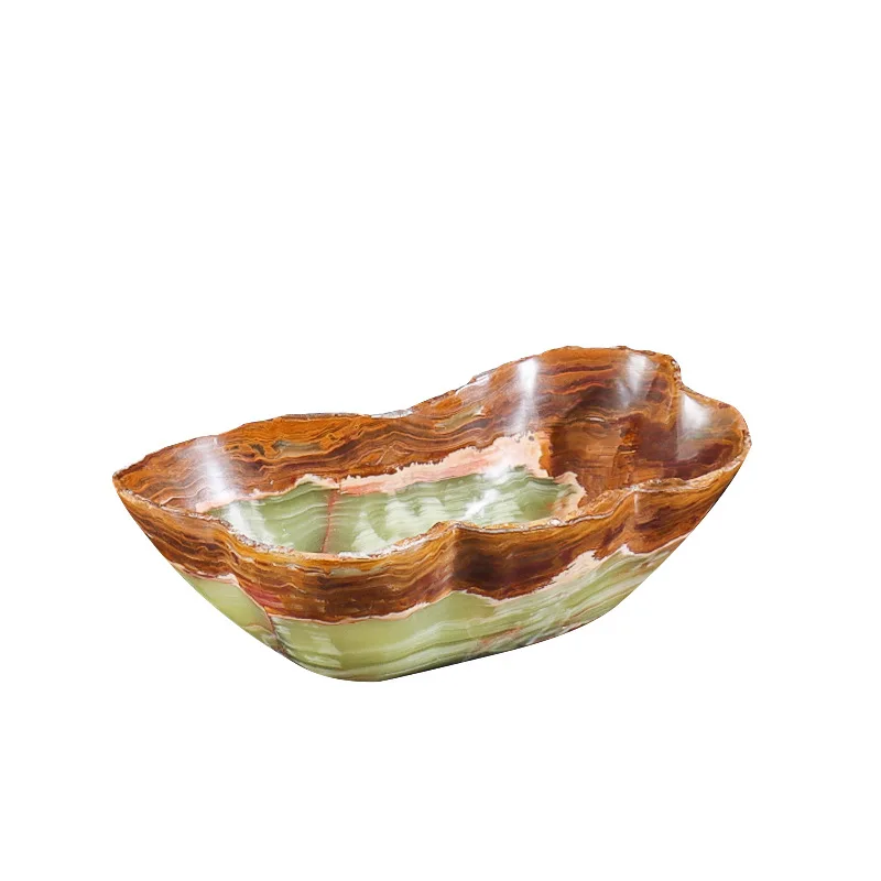 

Wabi Sand Wind Retro Natural Jade Fruit Plate Sample Room Marble Irregular Tray Premium Storage Fruit Plate