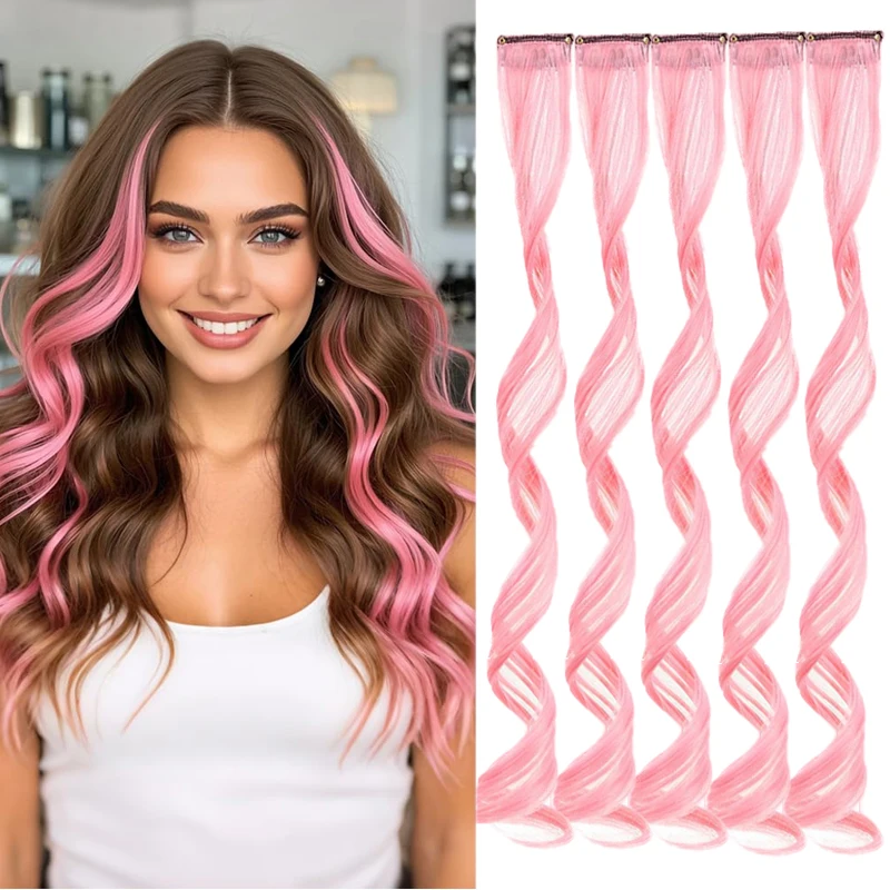 

Красочные наращивание волос, волнистые аксессуары, вечерние блики, клипсы, синтетические радужные парики, любимый детский подарок (5 шт.)