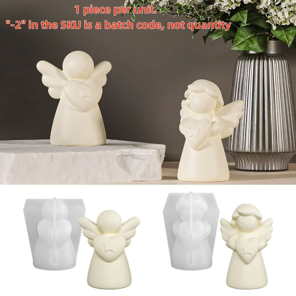 1pcs  Heart Wings Angel Silicone Mold DIY Human Sculpture Candle Gypsum Resin Mould Home Decor Birthday Gift