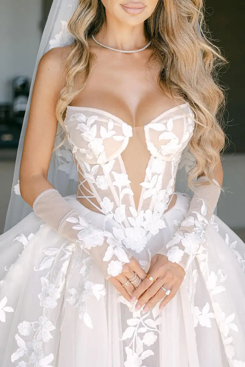 Lakshmigown Modernes Schulterfreies A-Linien-Hochzeitskleid für Frauen Maßgeschneiderte Sexy Rückenfreie Strand-Brautkleider mit Langen Ärmeln – Detail 10