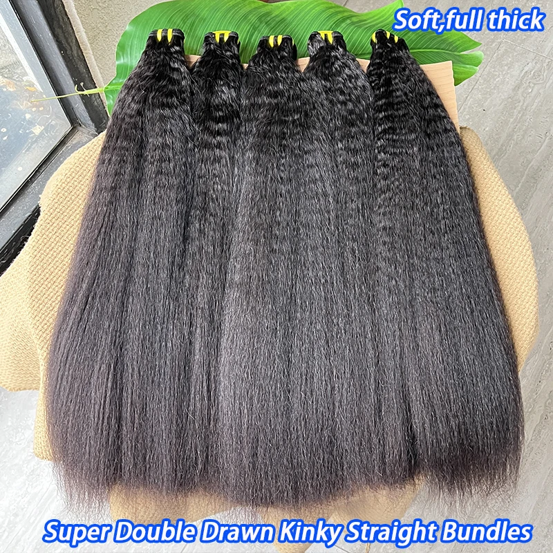 

Супердлинные прямые волосы Super Double Drawn Kinky Straight, 100% натуральные человеческие волосы, вьетнамские, необработанные, натурального цвета, 1/3/4 пучка.