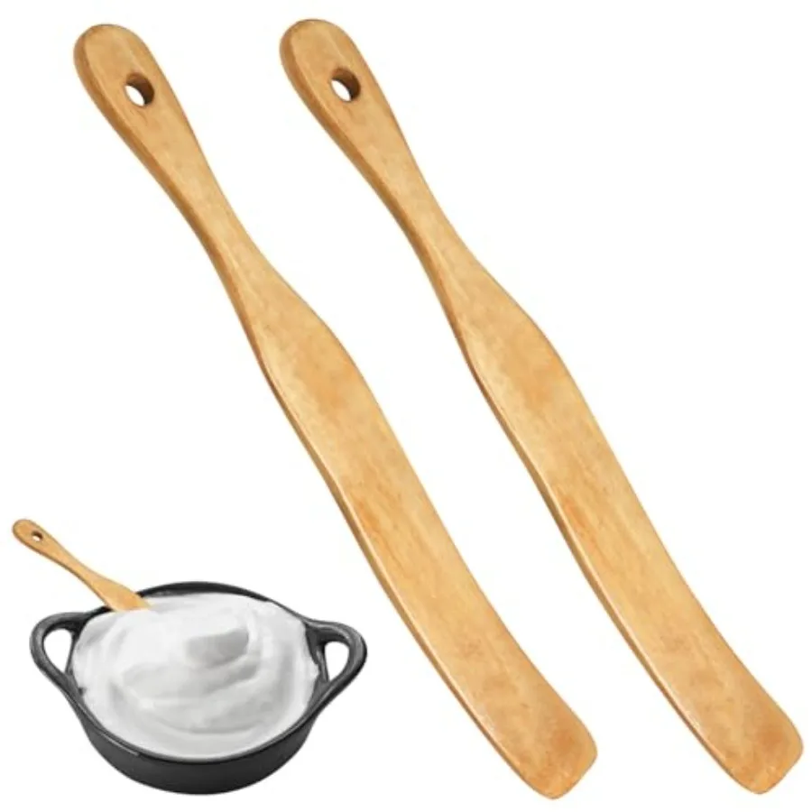 

2Pcs Wooden Spatula for Cng Kitchen Tools Wooden Spurtle Spatula Dough Stir with Hanging Holes