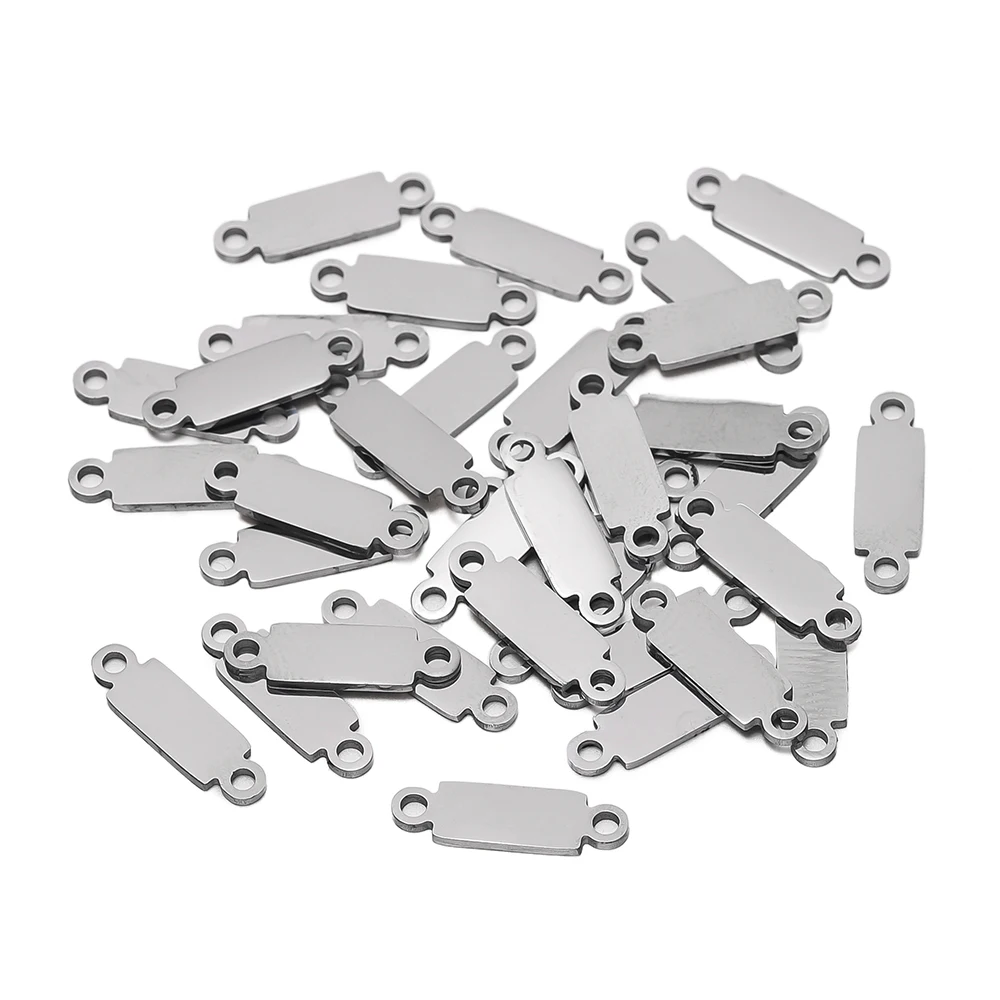 20 sztuk/partia dostosowane grawerowanie laserowe nazwa LOGO tagi ze stali nierdzewnej własne logo Charms dla DIY naszyjnik podwójny otwór wisiorek ﻿ — zdjęcie 6