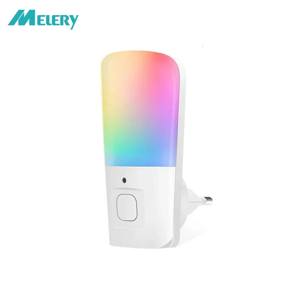 

Melery Night Light Bulbs EU Plug 0.5W Low Power Sensor Control RGB Plug-in Color Changing Susk To Dawn Home Office Lamp Creative