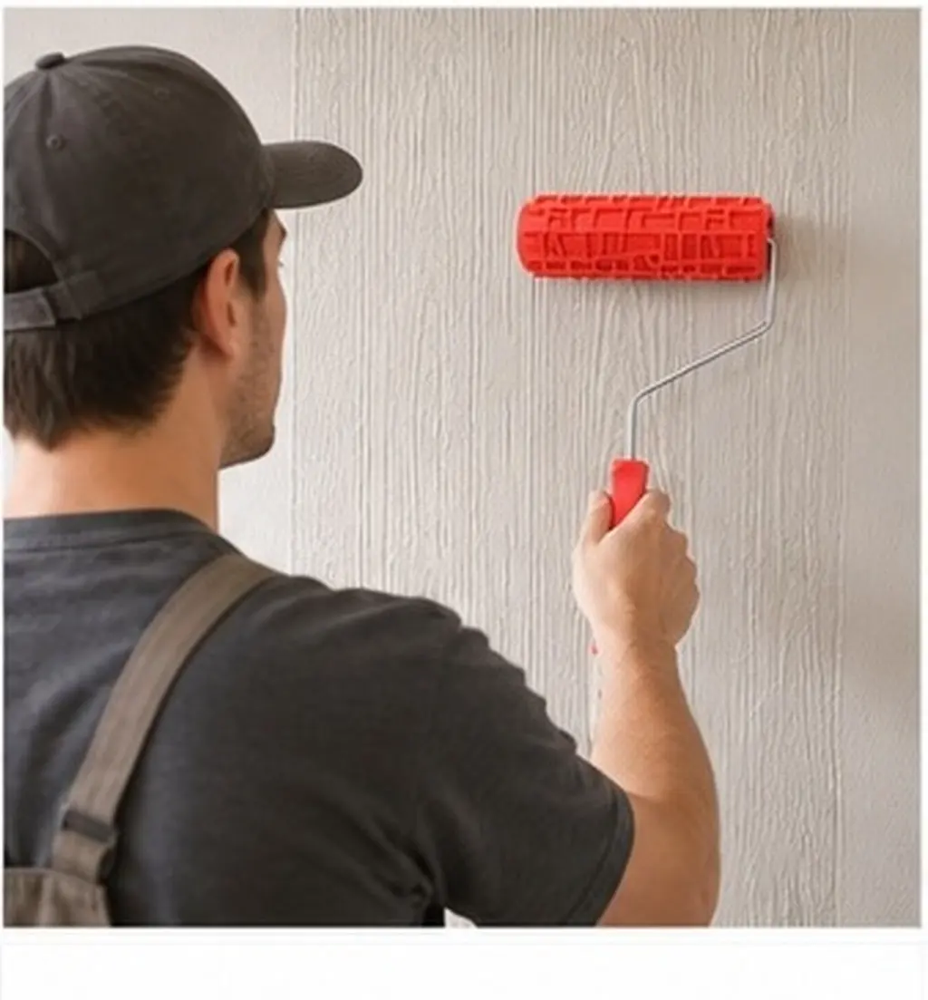 Premium Rubber Graining Painting Tool Wall Texture Roller with Ergonomic Handle for DIY Wood Grain Effect on Fresh Wet Diatom