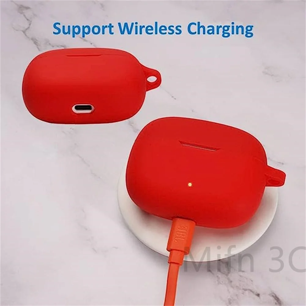 JBL 바이브 빔용 단색 이어폰 케이스, 키체인 포함, 소프트 실리콘 이어폰 액세서리, 방수 케이스