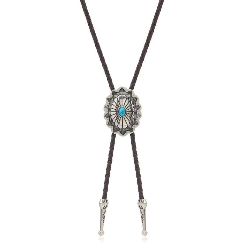 

Adjustable Bolo Tie Popular Western Cowboy Teens Men Women Dance Necktie Punk Shirt Alloy Turquoise Buckle Pendant DropShipping