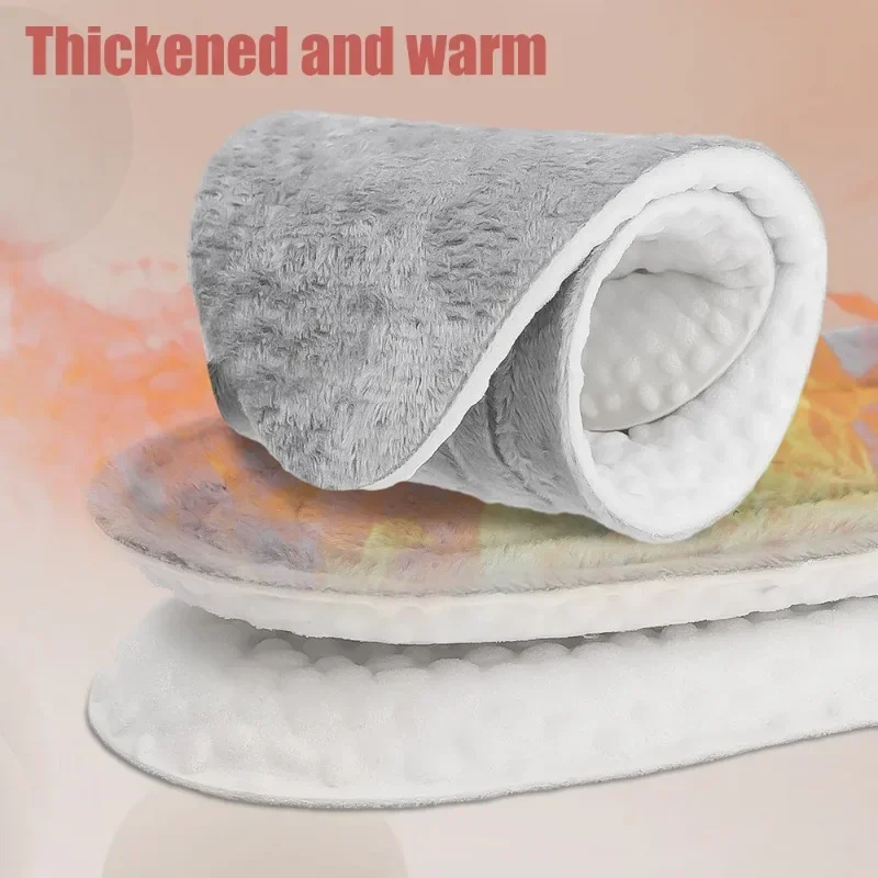 Winter Self Heated Plush Insoles 2/4pcs Thicken Breathable Warm Inserts Shock-absorbent Chill-proof Women Men Absorbent Insoles
