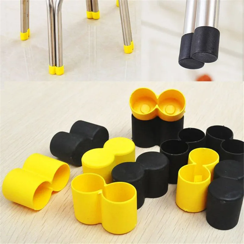 4Pcs Plastic Chair Leg Caps Double Circle Round Foot Leg Protector Table Feet Cover Floor Table Protection Cap Furniture Pad