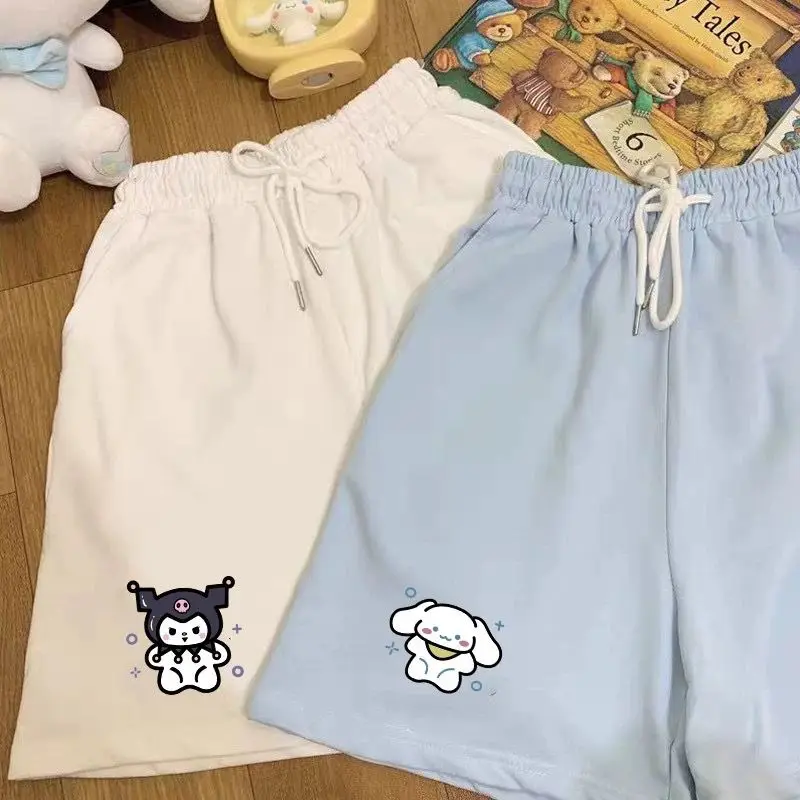 Cinnamoroll Sport Shorts Straight High Waist Skinny Loose Five-Point Wide Leg Pants Kuromi Mymelody Cartoon Anime Plush for Girl