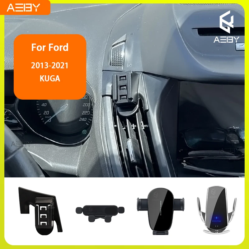 Für Ford KUGA 2013-2021 Handyhalterung Auto-Mobiltelefon-Halterung Spezielle Fixierte Halterung Basis Kabelloses Ladegerät Ständer Innenraum