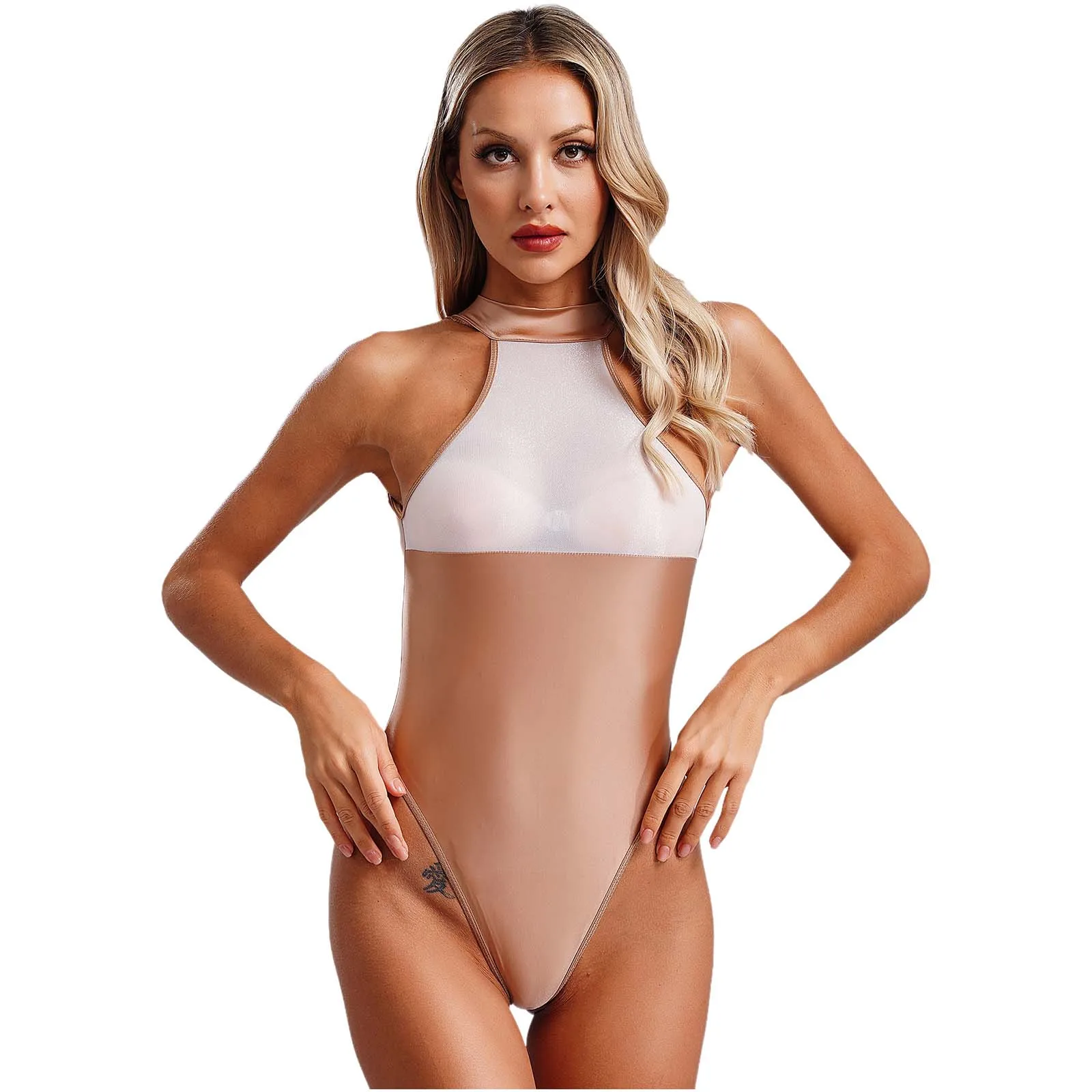 Donne erotiche vedono attraverso la tuta appesa al collo aderente tuta aderente per costumi da notte intimo lingerie