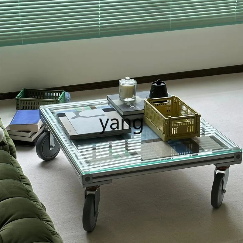 

LMM household bedside table transparent side few aluminum profile trolley storage cabinet