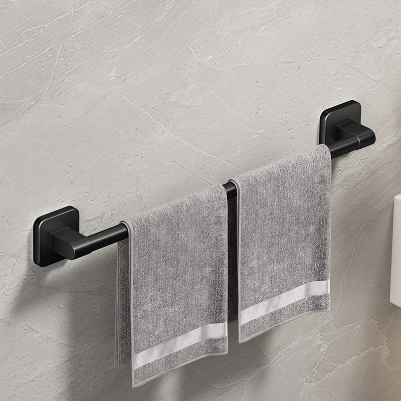 Bathroom Towel Holder White Without Drilling Bathroom Black Towel Rack Towel Bar Self-Adhesive Bathroom Towels Rack Towels Rail