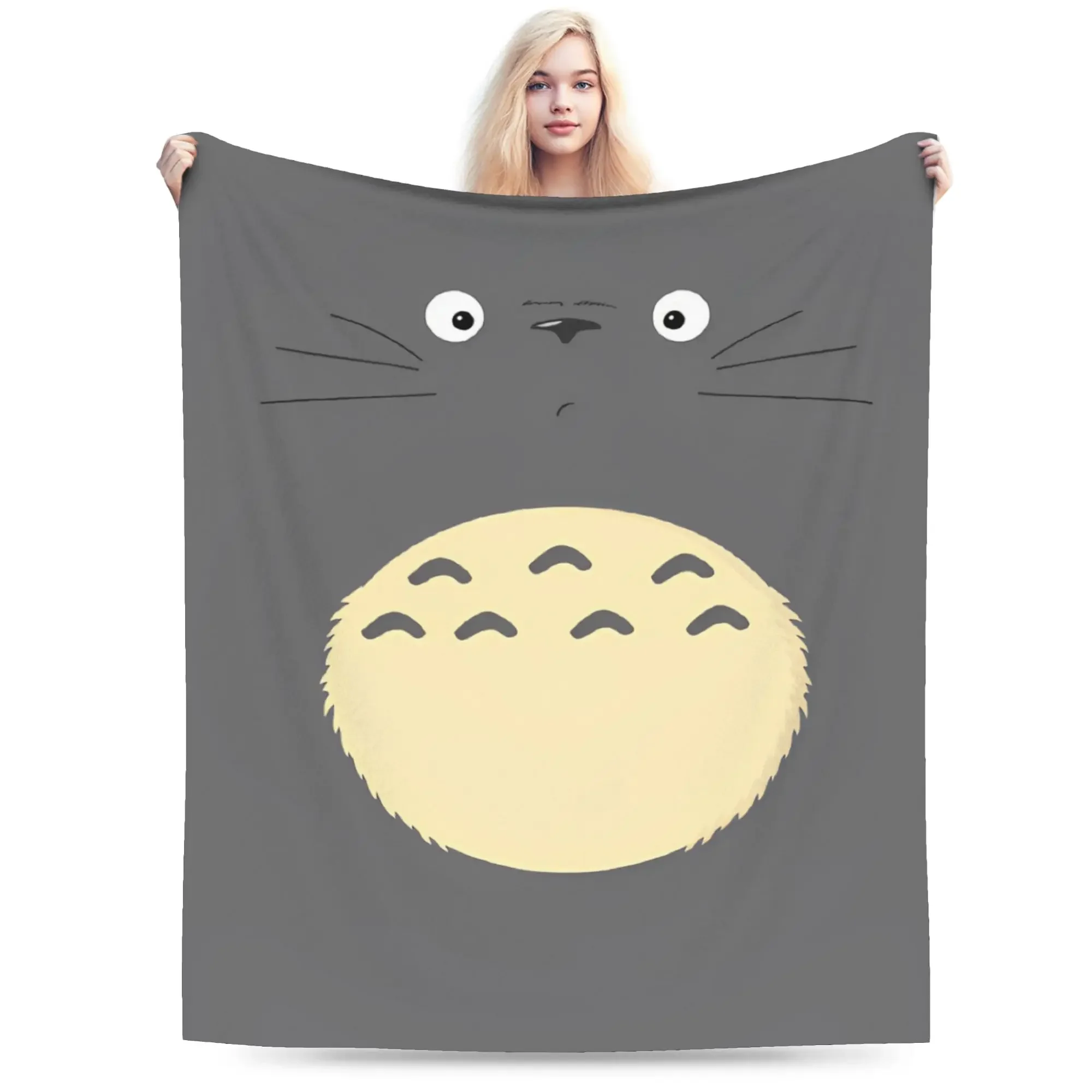 

Cartoon Anime Totoro Flannel Blanket Super Soft Plush Throw for Sofa Bed Travel Lightweight Quilt
