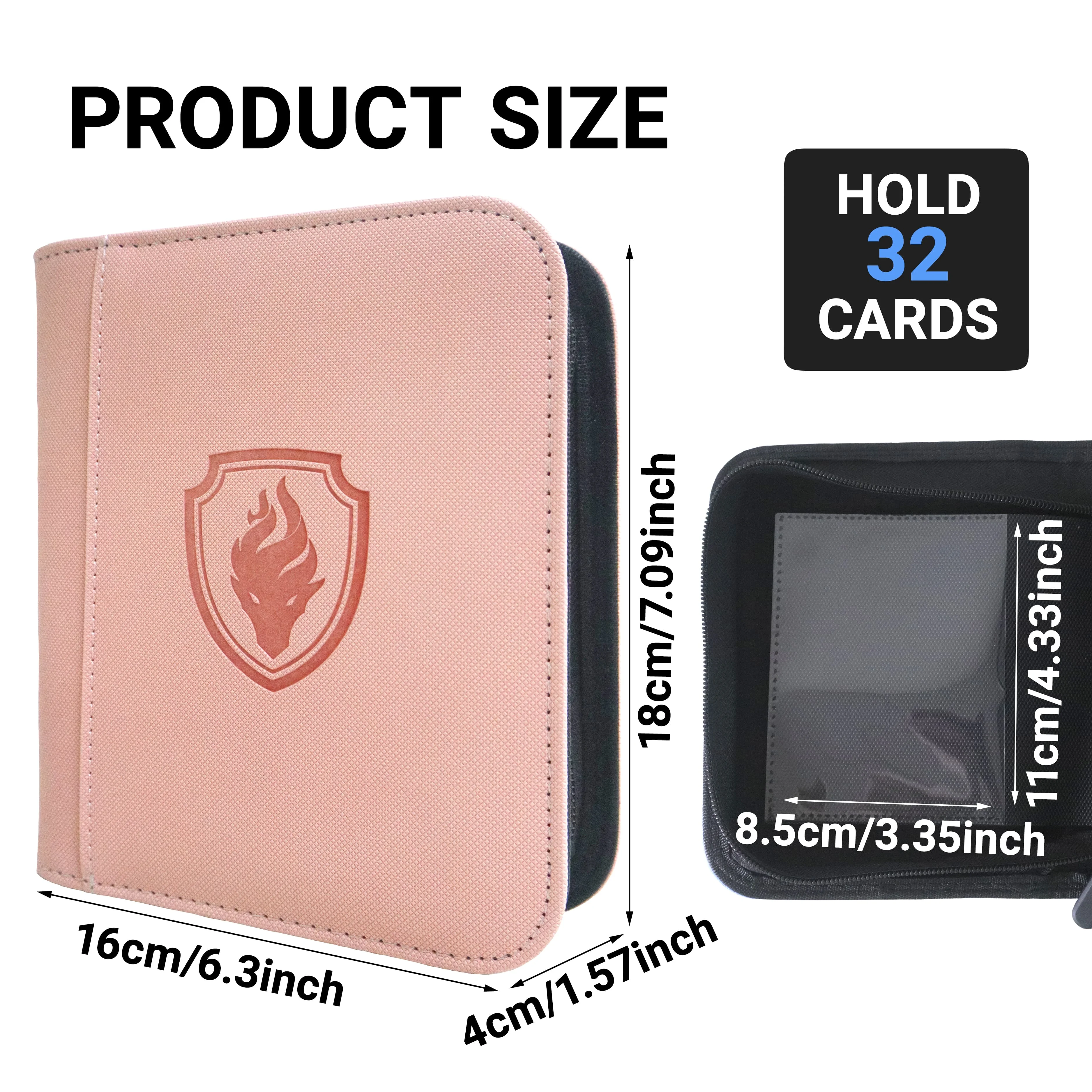 1 Pocket Zipper Card Binder, 32 Trading Card Holder Book For 3