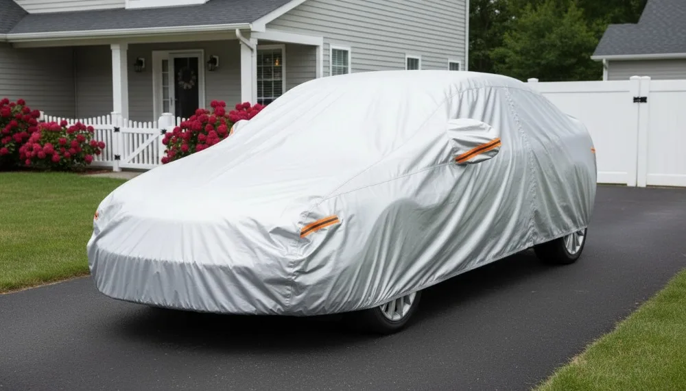 

6-слойный водонепроницаемый автомобильный чехол, всепогодная защита на молнии, универсальный, подходит для седанов 186-193 дюймов