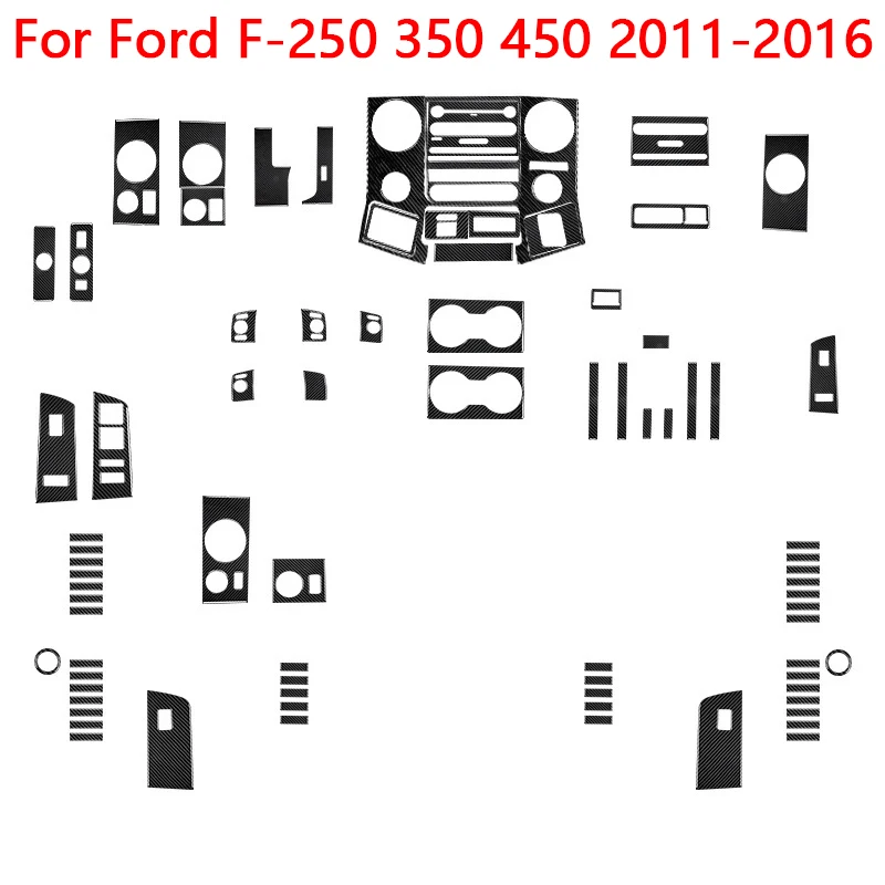 For Ford F-250/350/450/550 2011-2016 Carbon Fiber Black Stickers For Ford F-650/750 2011-2013 Car Interior Accessories