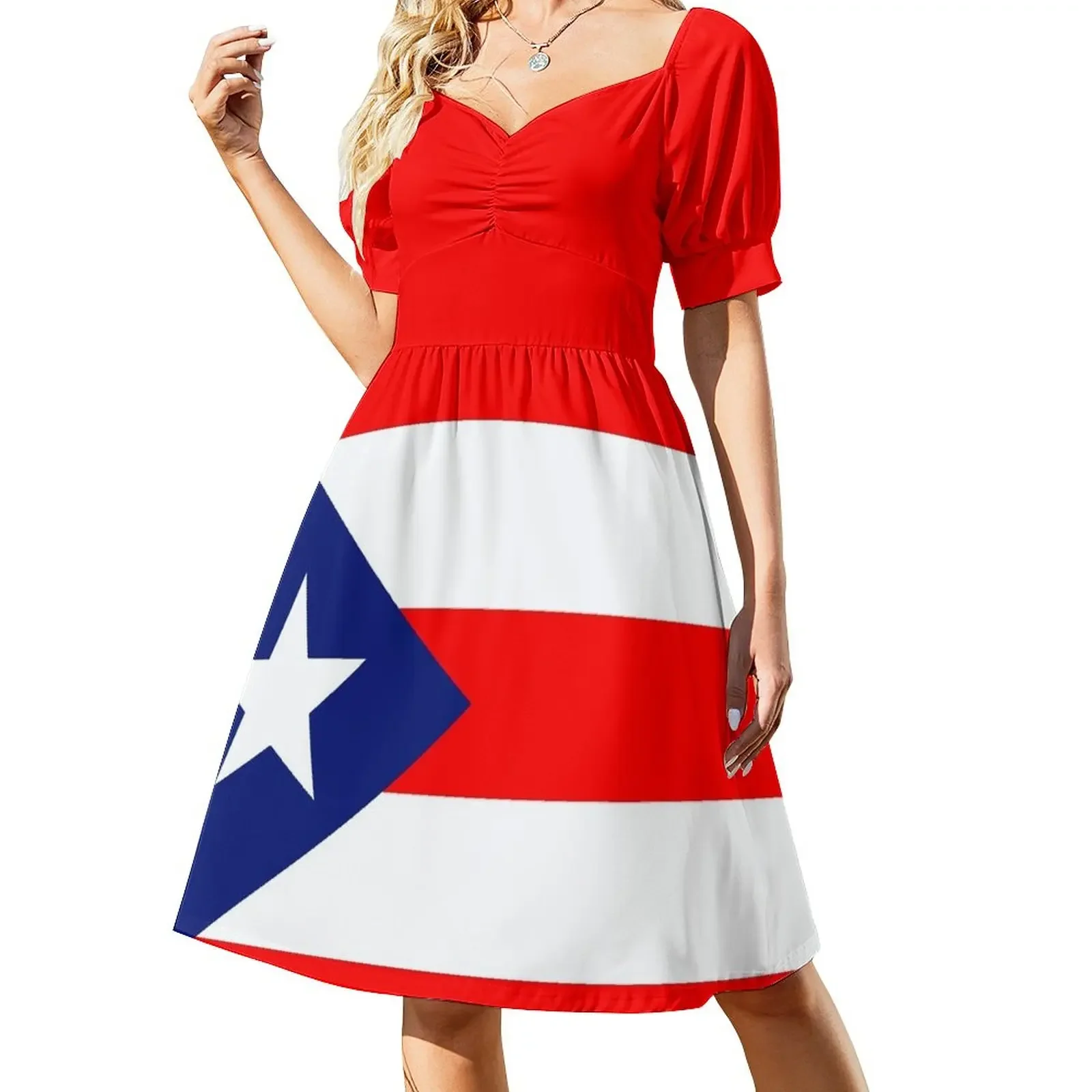 

Puerto Rican Flag Short-Sleeved Dress Elegant gown summer dresses ladies 2025 evening dress women summer dresses womens 2025