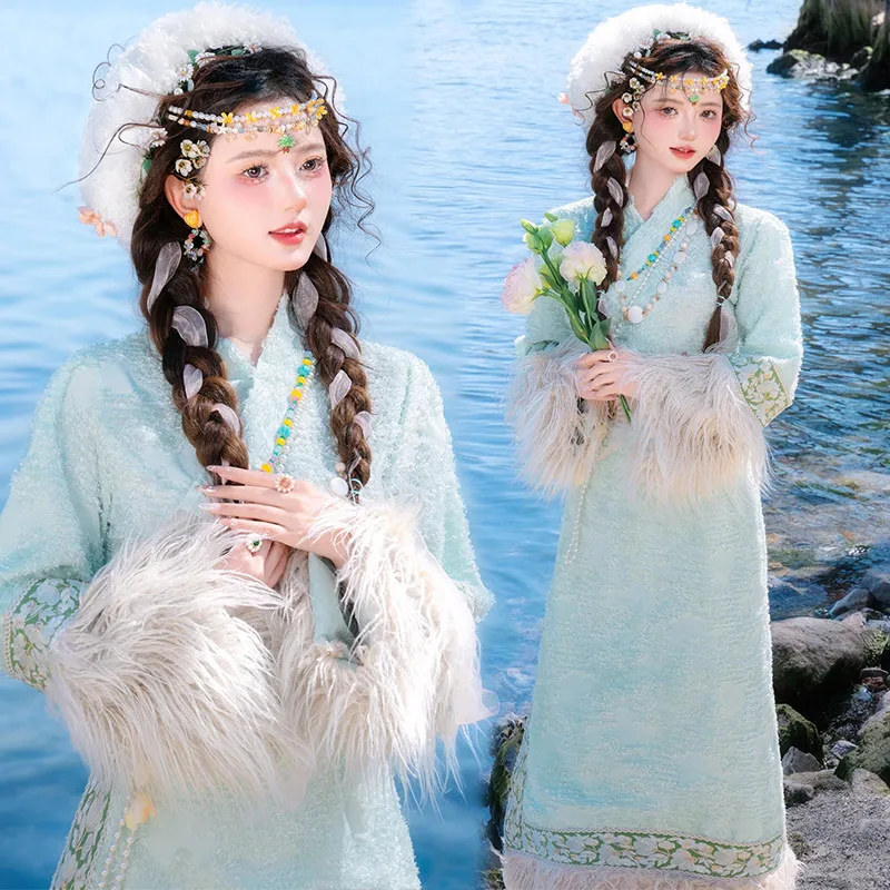 

Fre Sle Tibetan Costume New Arrival Travel Photoaphy oot Girl's National Costume Dali Lijiang Photoaphy Clothes