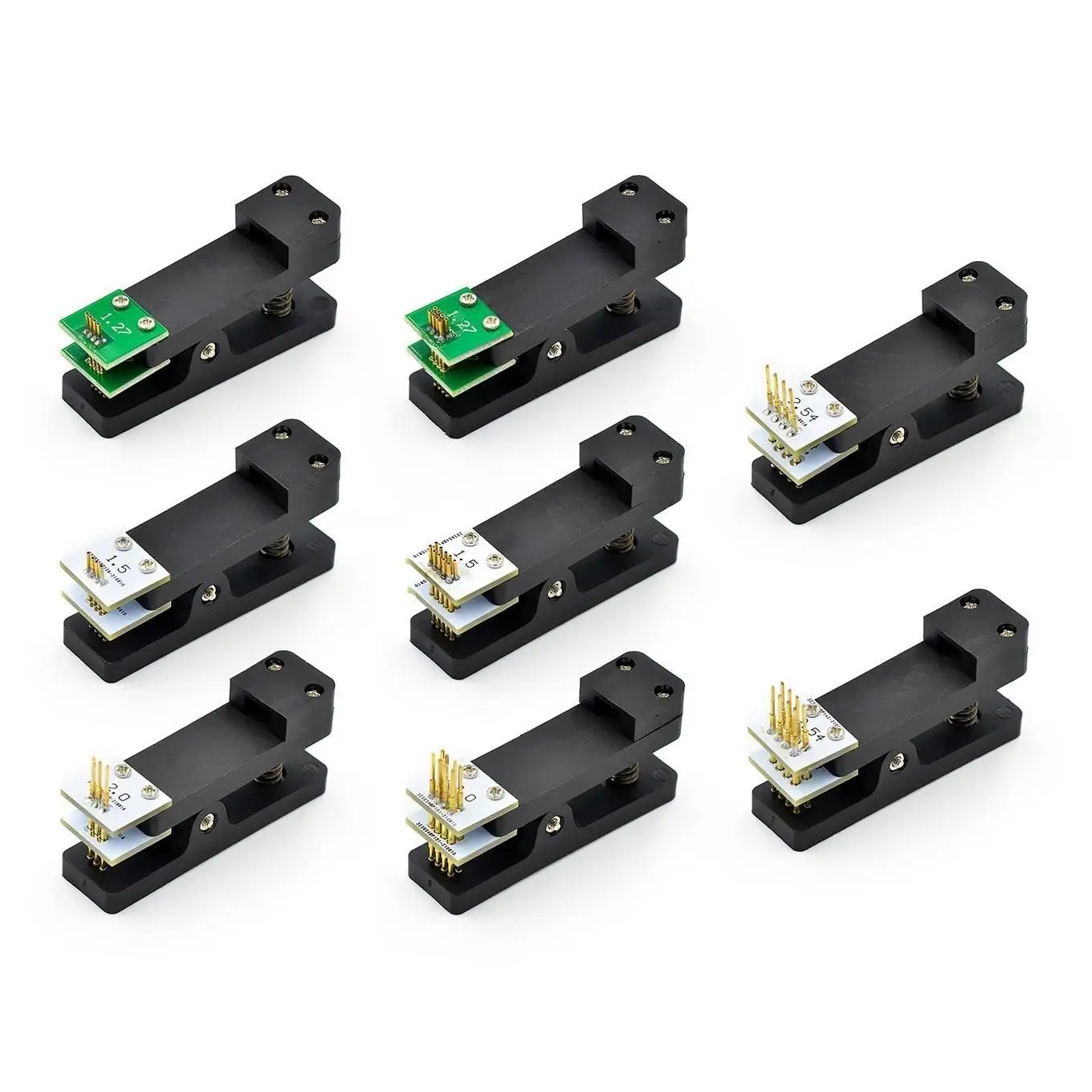 Abrazadera de Clip PCB, accesorio de sonda Pogo Pin, Programa de descarga Burn, 2,54, 2,0, 1,5, 1,27, 100mil, 50mil, 3P, 4P, 5P, 6P, 7P, 8P, 9P, 10P, 1,25