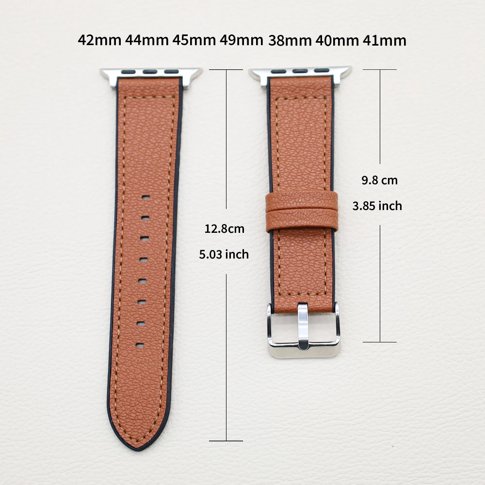 สร้อยข้อมือสําหรับ Apple Watch สาย 49 มม.45 มม.41 มม.44 มม.40 มม.42 38 มม.สายหนังสังเคราะห์ทนทาน iWatch Ultra Serie 9 4 5 SE 6 7 8