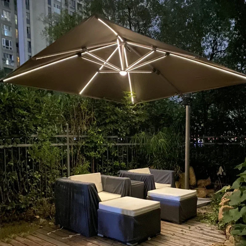 umbrella Outdoor sunshade courtyard  solar light large stall  outdoor terrace garden Roman sun