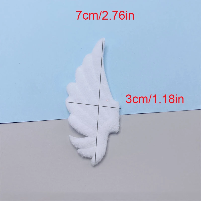 40 Stück, 7 x 3 cm, weiße, doppellagige Filz-Engelsflügel-Applikationen zum Aufnähen, geeignet für Kinder-Haarreifen, Haarspangen, Accessoires, Hüte und als Dekorationsaufnäher. – Detail 2