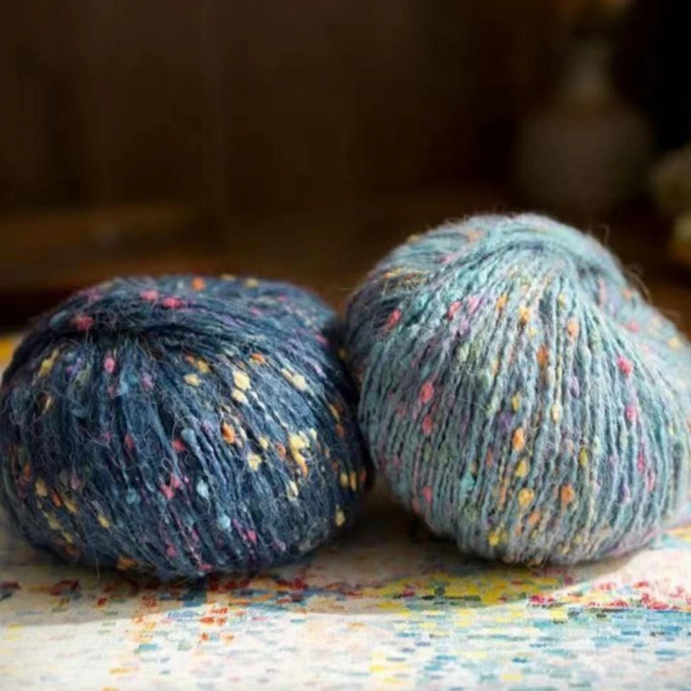 4pcs Chunky Confetti Mohair Yarn 200g Popcorn Slub Wool for DIY Crochet Bag Aesthetic Scarf Chunky Knit Tote Sweater Yarn Ball