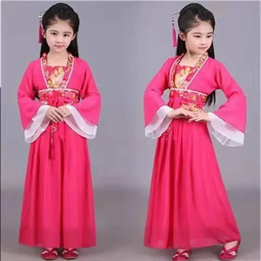 Robe de princesse traditionnelle chinoise pour filles, grande robe de danse folklorique, costume de carnaval pour enfants, nickel é