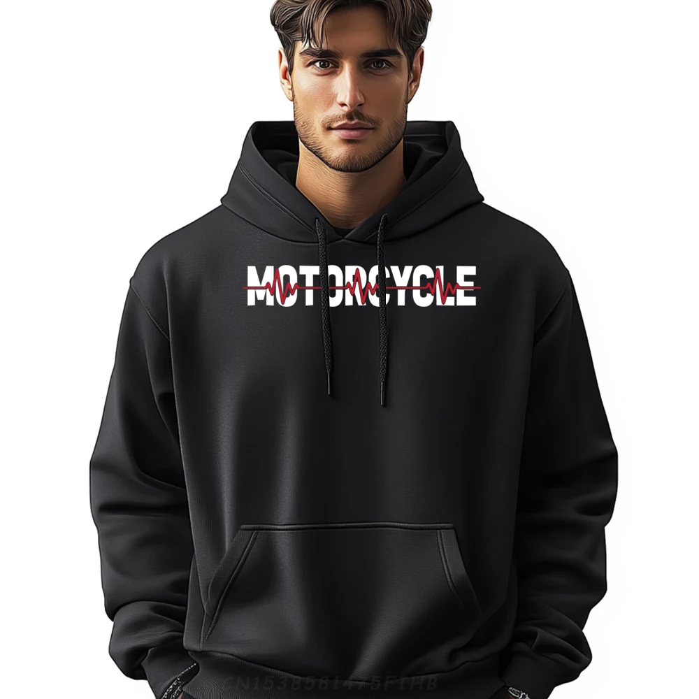 Motorcycle Motorcyclist Biker Motorbike Ekg Heartbeat Clothing New Hoodies Men Gothic Style Pullover