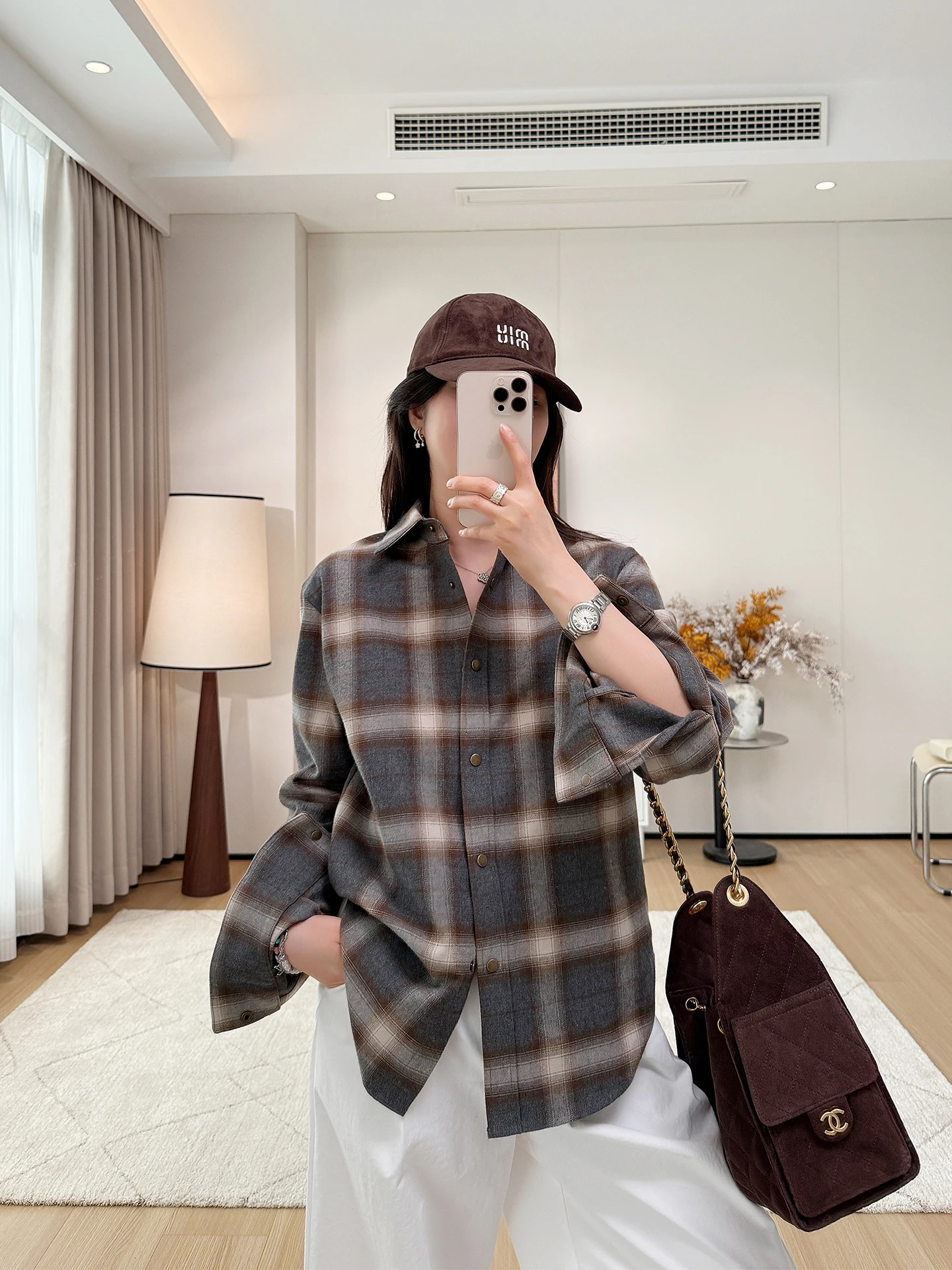 

Thiened Pure Cotton Plaid irt Women's High Quali Flannel Double Collar Long Sve Casual Sle adient Color irt