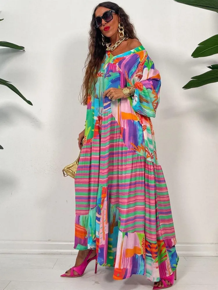 Autumn New African Dresses For Women Vetement Femme Dashiki Abaya Print Maxi Dress Africa Clothes Dashiki Ankara Dresses