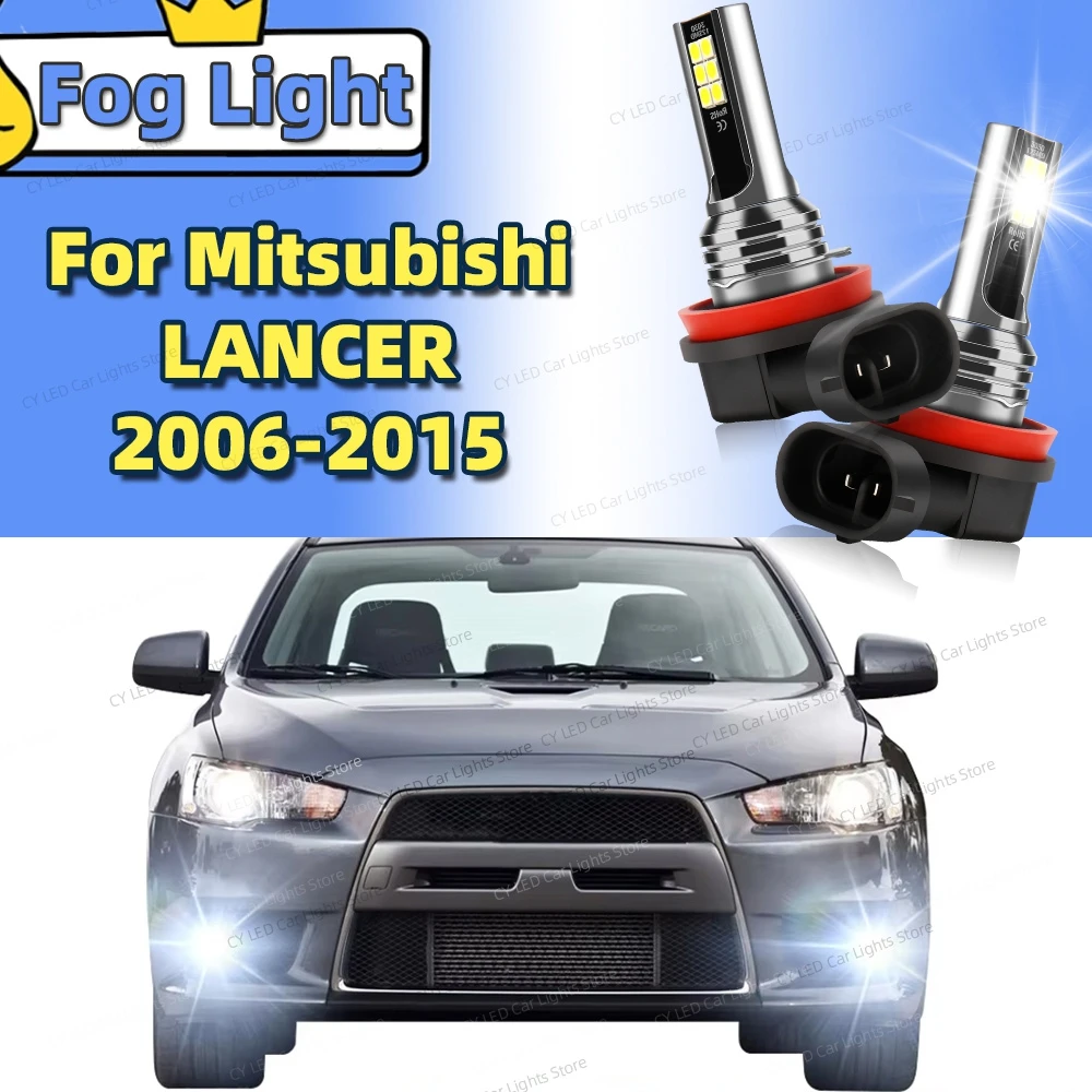 2Pcs LED Front Fog Light Lamp Casnbus 6000K Car Bulbs For Mitsubishi LANCER 2006 2007 2008 2009 2010 2011 2012 2013 2014 2015