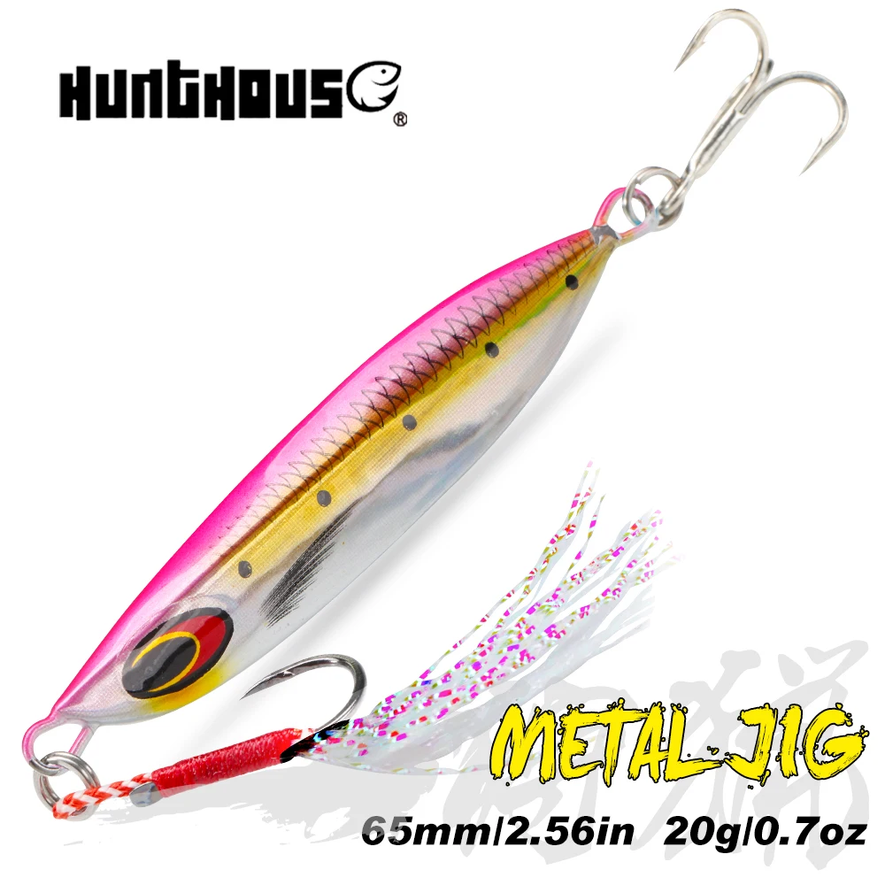 

Hunthouse Metal jig Slow Sinking Jigging Fishing Lure Hard Bait 65mm 20g Saltwater Boat Seabass Pike Trout Angler Fish Tackle