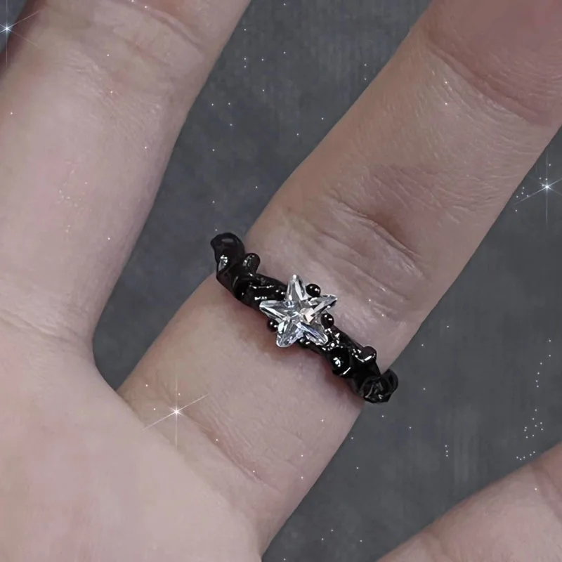 Irregular Black Cross Star Animal Spider Aesthetic Rings For Women Y2K EMO Gothic Ring Grunge Halloween Rave Jewelry Accessories