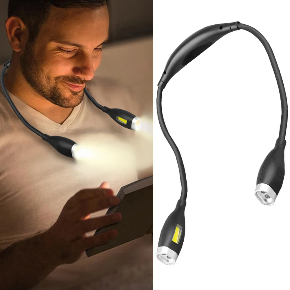 

LED Neck Reading Light Bendable Arms LED Night Light Adjustable Brightness Hands Free for Night Running Walking Knitting Camping